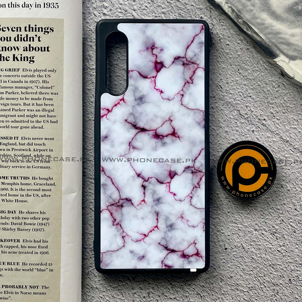 LG G9 - White Marble Series - Premium Metal Printed soft Bumper shock Proof Case