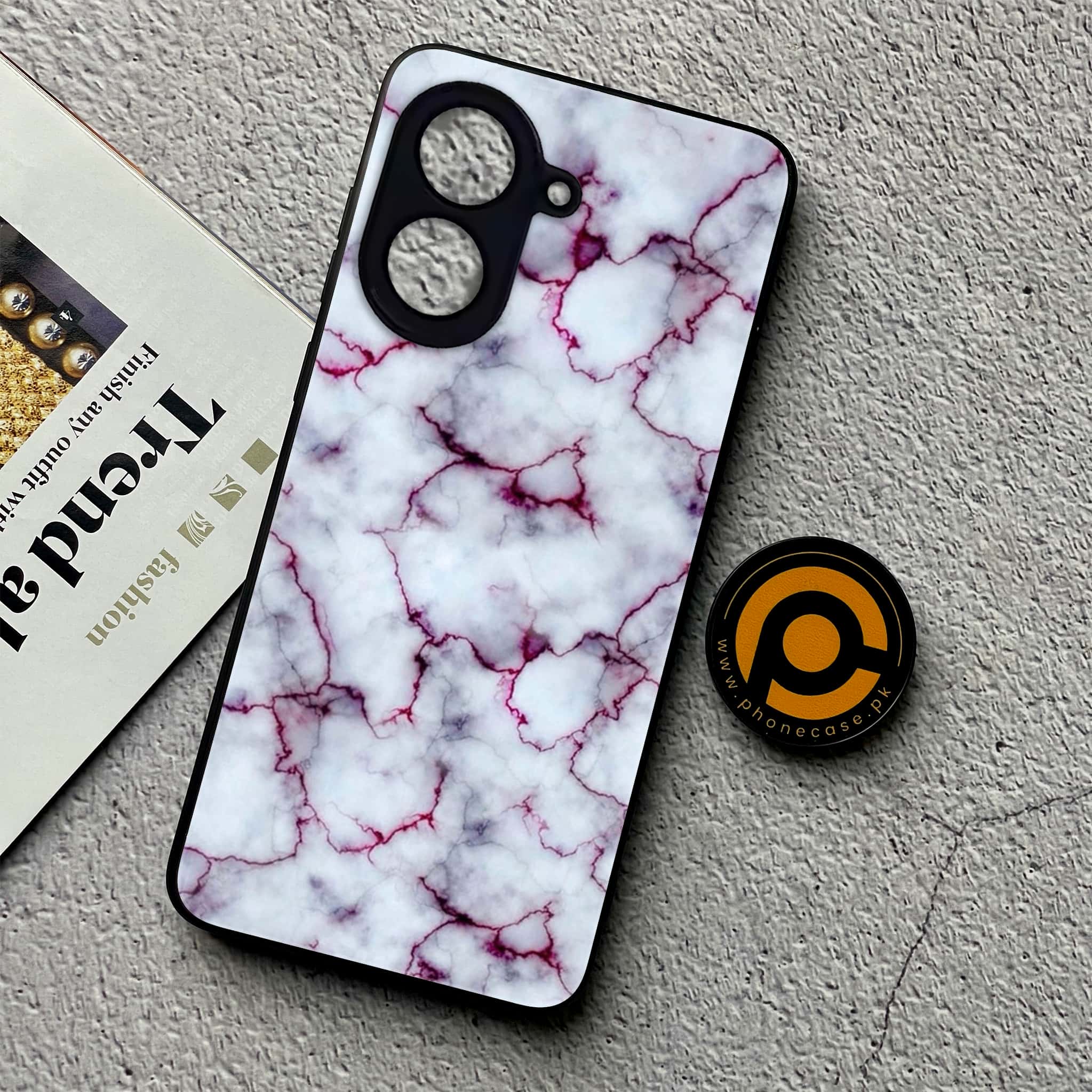 Xiaomi Redmi A5 - White Marble Series - Premium Metal Printed soft Bumper shock Proof Case