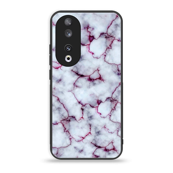 Huawei Honor 90 - White Marble series - Premium Printed Glass soft Bumper shock Proof Case
