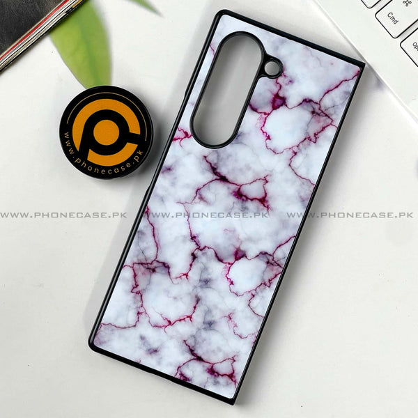 Samsung Galaxy Z Fold 6 - White Marble series - Premium Printed Metal soft Bumper shock Proof Case