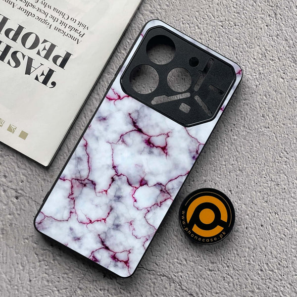 Tecno Pova 6 Neo - White Marble Series - Premium Metal  Printed soft Bumper shock Proof Case