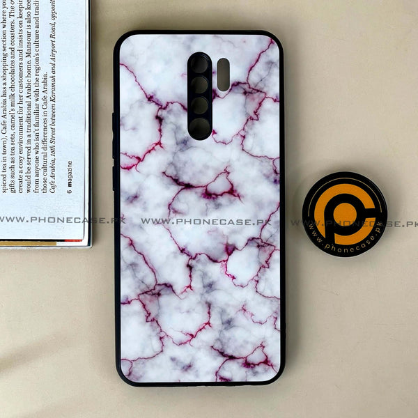 Xiaomi Redmi 9 - White Marble Series - Premium Printed Glass soft Bumper shock Proof Case