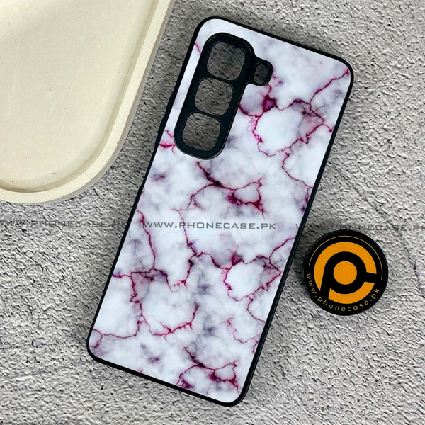 Infinix Hot 50 Pro - White Marble series - Premium Printed Glass soft Bumper shock Proof Case