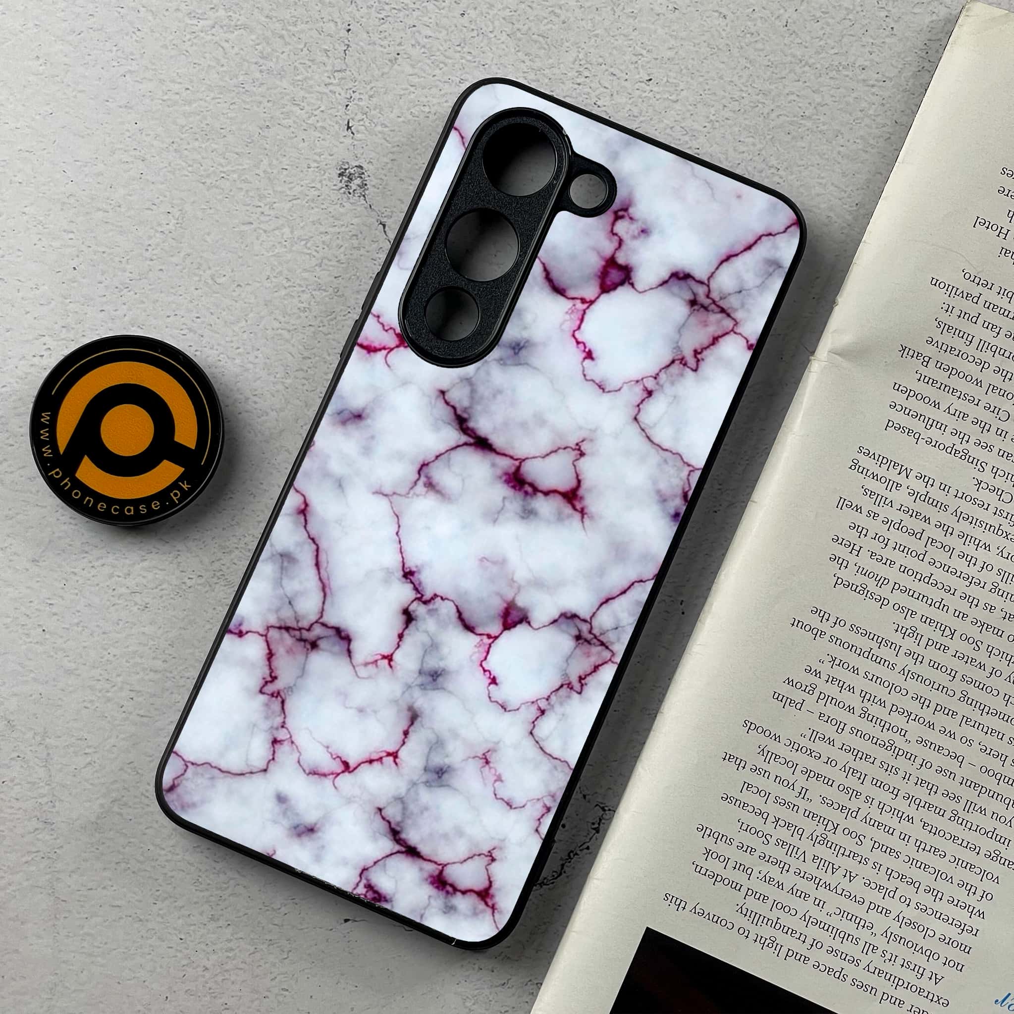 Vivo Y04 - White Marble series - Premium Metal Printed Soft Bumper Shockproof Case
