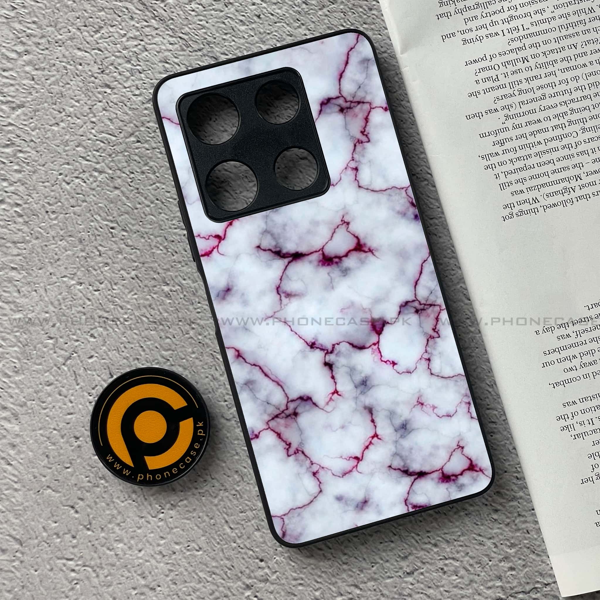 Infinix Note 30 Pro - White Marble Series - Premium Metal Printed soft Bumper shock Proof Case