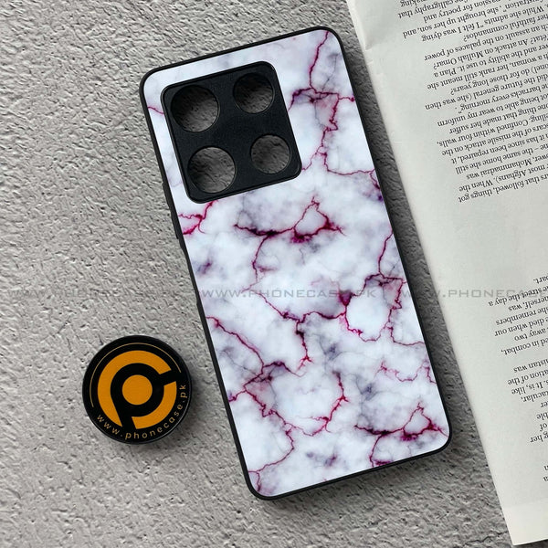 Infinix Note 30 Pro - White Marble Series - Premium Metal Printed soft Bumper shock Proof Case