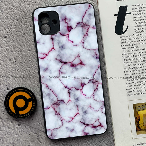 Samsung Galaxy A04 - White Marble Series - Premium Printed Glass soft Bumper shock Proof Case