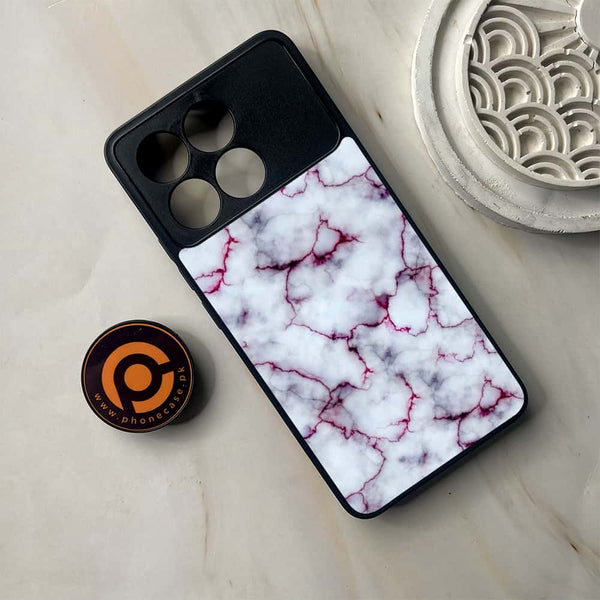 Xiaomi Poco F6 Pro - White Marble Series - Premium Metal Printed soft Bumper shock Proof Case