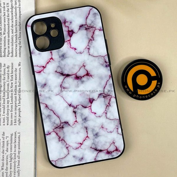 iPhone 12 -White Marble Design 1 - Premium Metal Printed soft Bumper shock Proof Case CS-14115