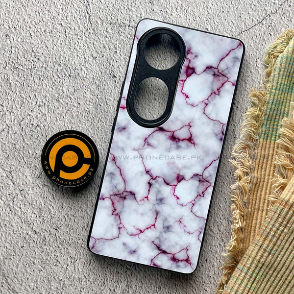 Vivo V40 - White Marble Design 1 - Premium Printed Glass soft Bumper shock Proof Case  CS-25179