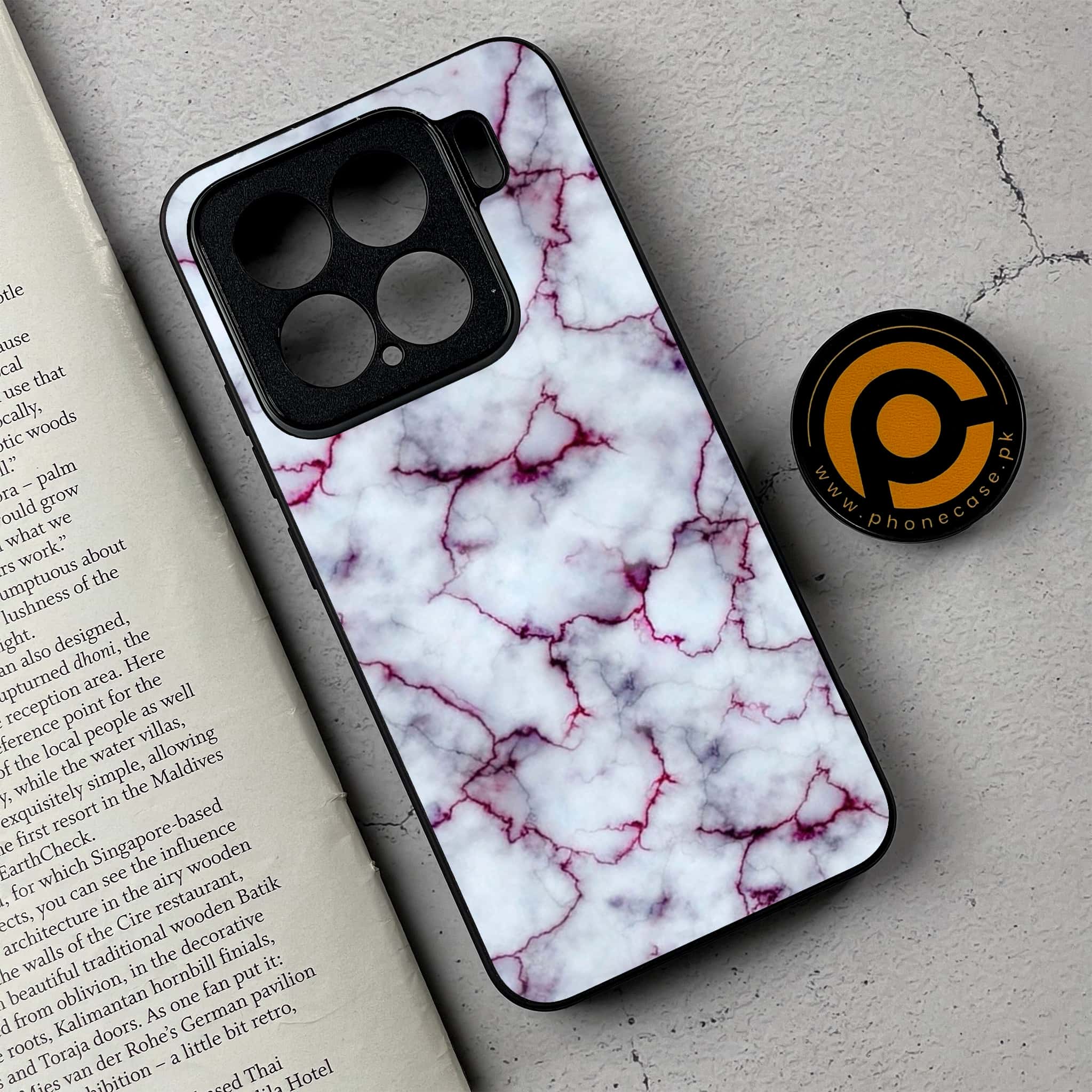Xiaomi 15 - White Marble series - Premium Metal Printed soft Bumper shock Proof Case