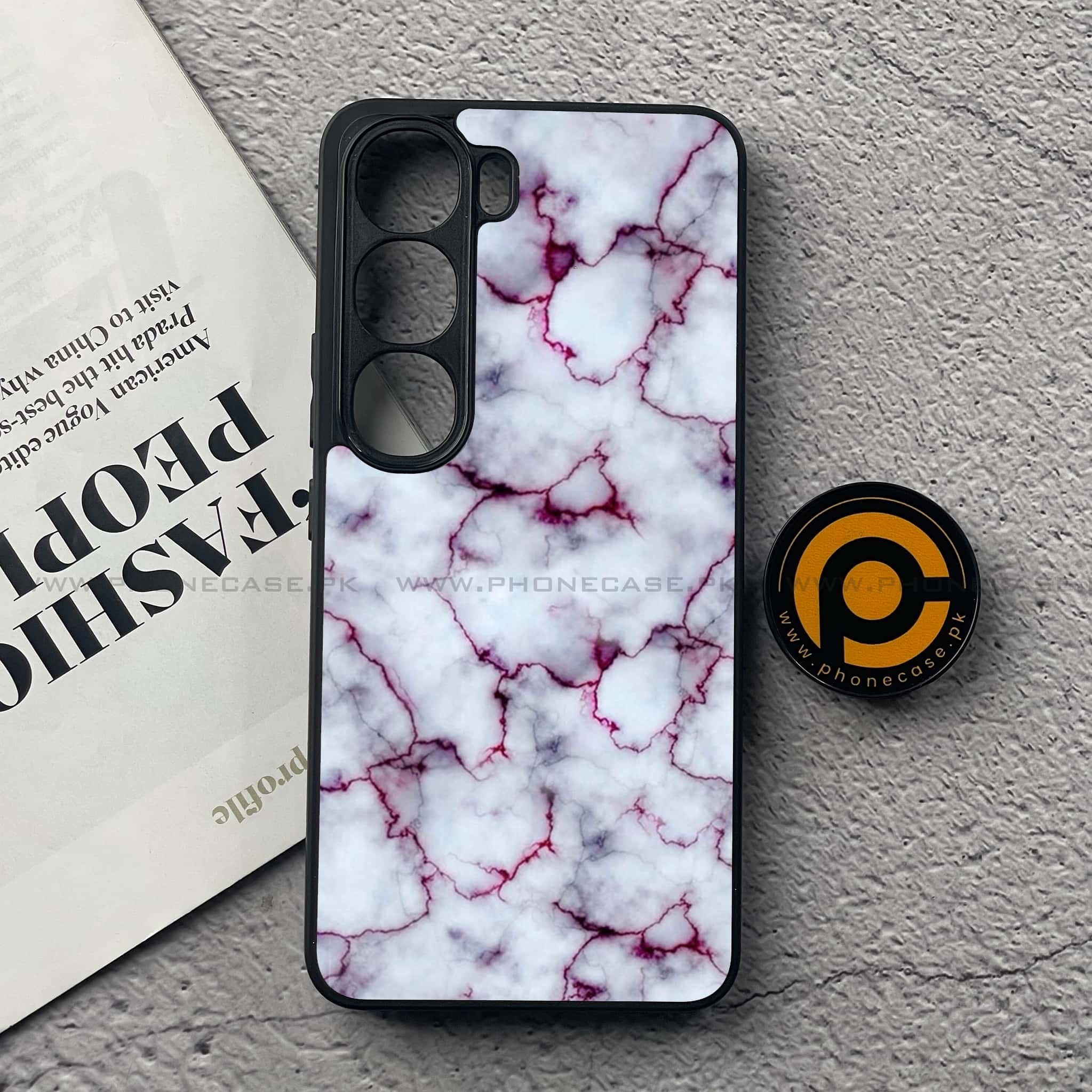 Vivo Y200 4G - White Marble Series - Premium Metal Printed soft Bumper Shock Proof Case