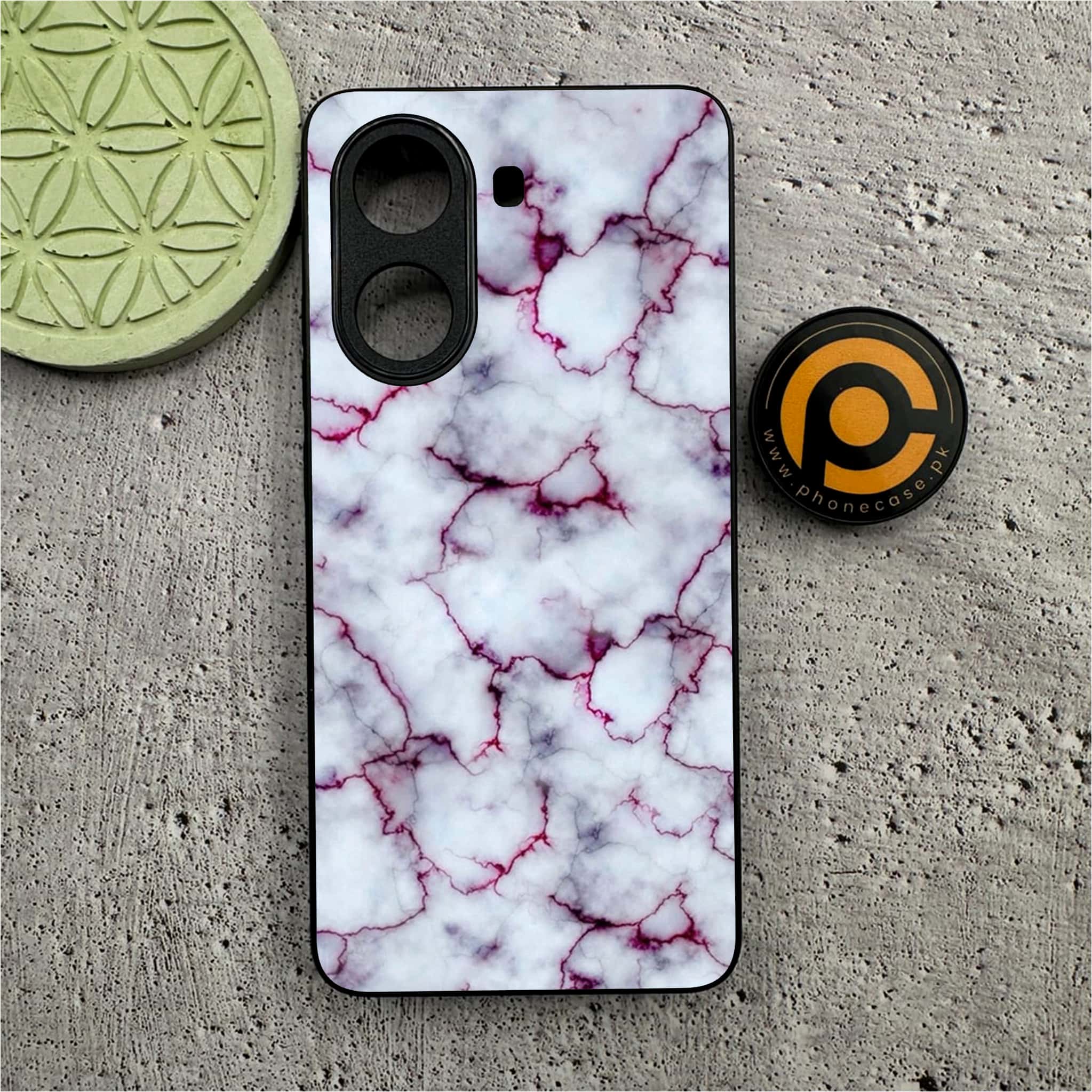 Xiaomi Redmi Turbo 4 - White Marble series - Premium Metal Printed soft Bumper shock Proof Case