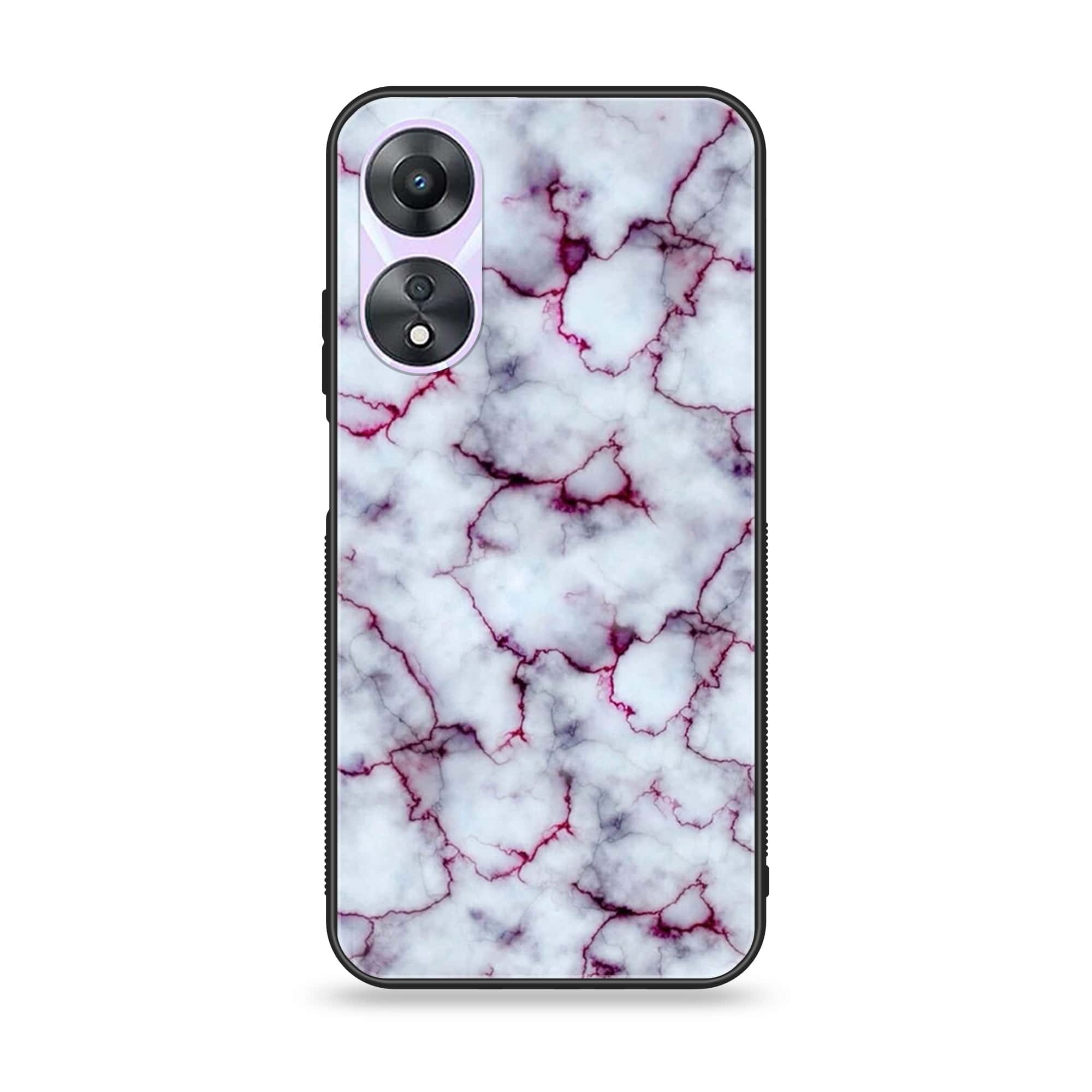 Oppo A78 4G - White Marble Series - Premium Printed Glass soft Bumper shock Proof Case
