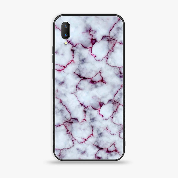 Vivo V11 - White Marble Series - Premium Printed Glass soft Bumper shock Proof Case