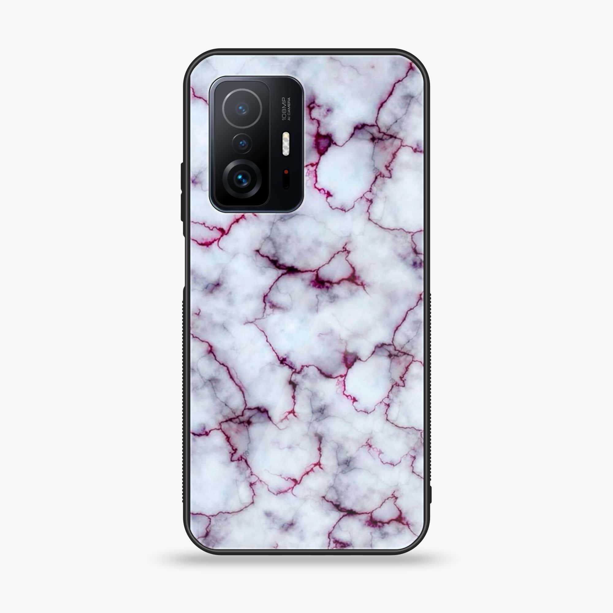 Xiaomi 11T - White Marble Series - Premium Printed Glass soft Bumper shock Proof Case