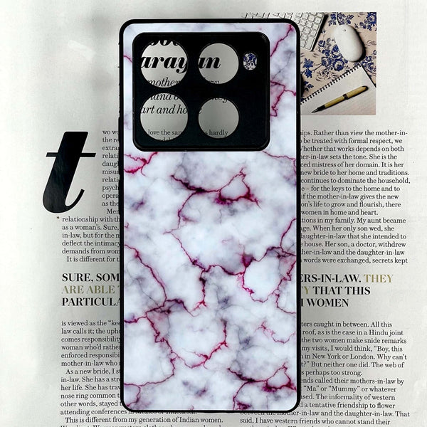 Infinix Note 40 Pro Plus - White Marble series - Premium Metal Printed soft Bumper shock Proof Case