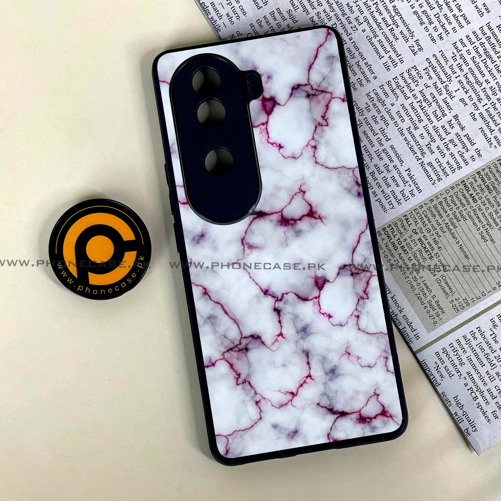 Vivo V40e - White Marble series - Premium Printed Glass soft Bumper shock Proof Case