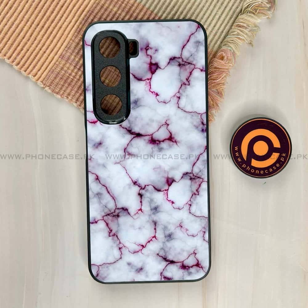 Infinix Hot 60i - White Marble series - Premium Metal Printed soft Bumper shock Proof Case