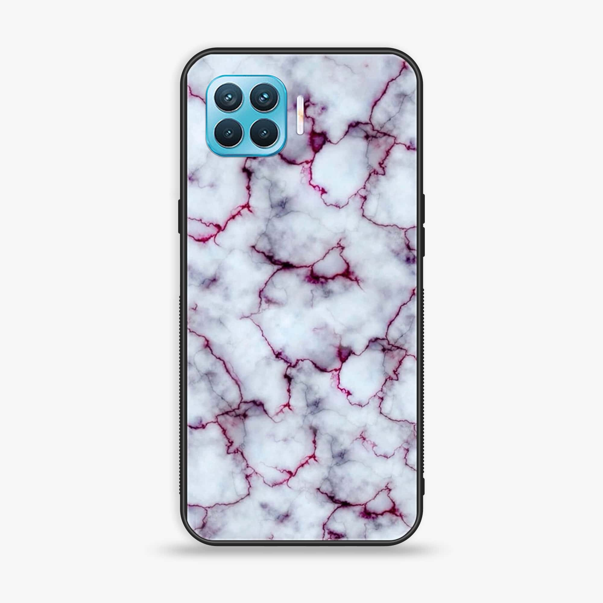 Oppo F17 Pro - White Marble Series - Premium Printed Glass soft Bumper shock Proof Case