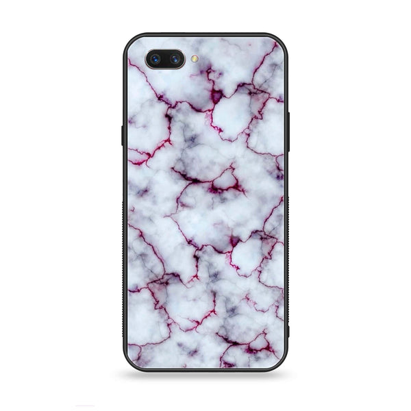 Oppo A3s - White Marble series - Premium Printed Glass soft Bumper shock Proof Case