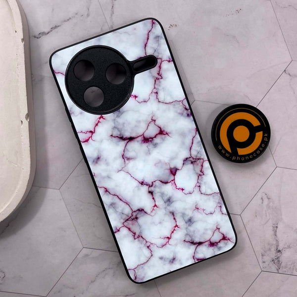 Xiaomi Poco F7 Pro 5G - White Marble Series - Premium Metal Printed soft Bumper shock Proof Case