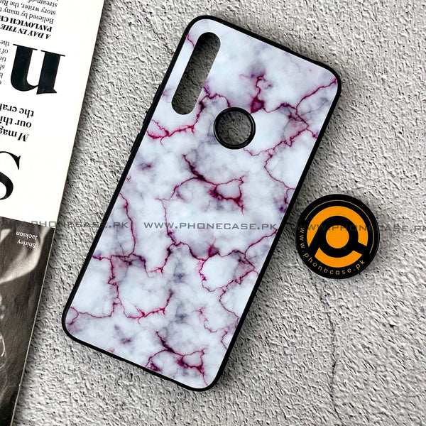 Huawei Y9 Prime (2019) - White  Marble Series - Premium Printed Glass soft Bumper shock Proof Case