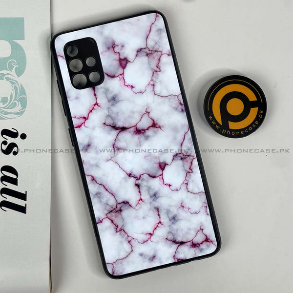 Samsung Galaxy A51 - White Marble Design 1 - Premium Printed Glass soft Bumper shock Proof Case  CS-29072