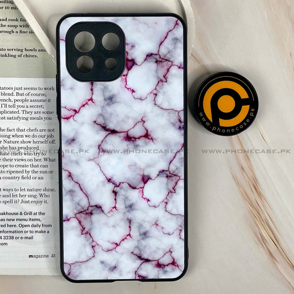 Mi 11 Lite - White Marble Design 1 - Premium Printed Glass soft Bumper shock Proof Case CS-15676