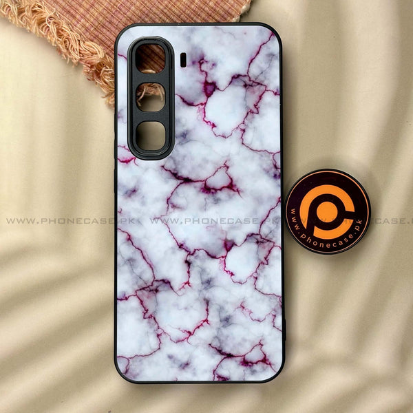 Infinix Hot 60 Pro - White Marble series - Premium Metal Printed soft Bumper shock Proof Case