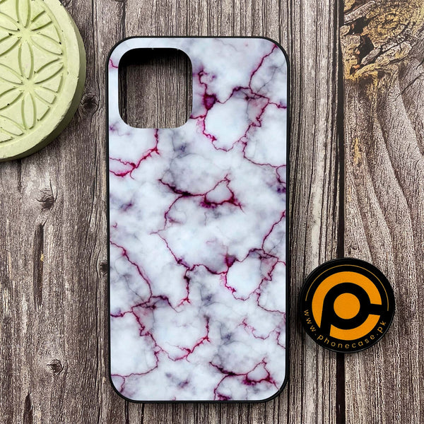 iPhone 12 - White Marble Series - Premium Metal Printed soft Bumper shock Proof Case