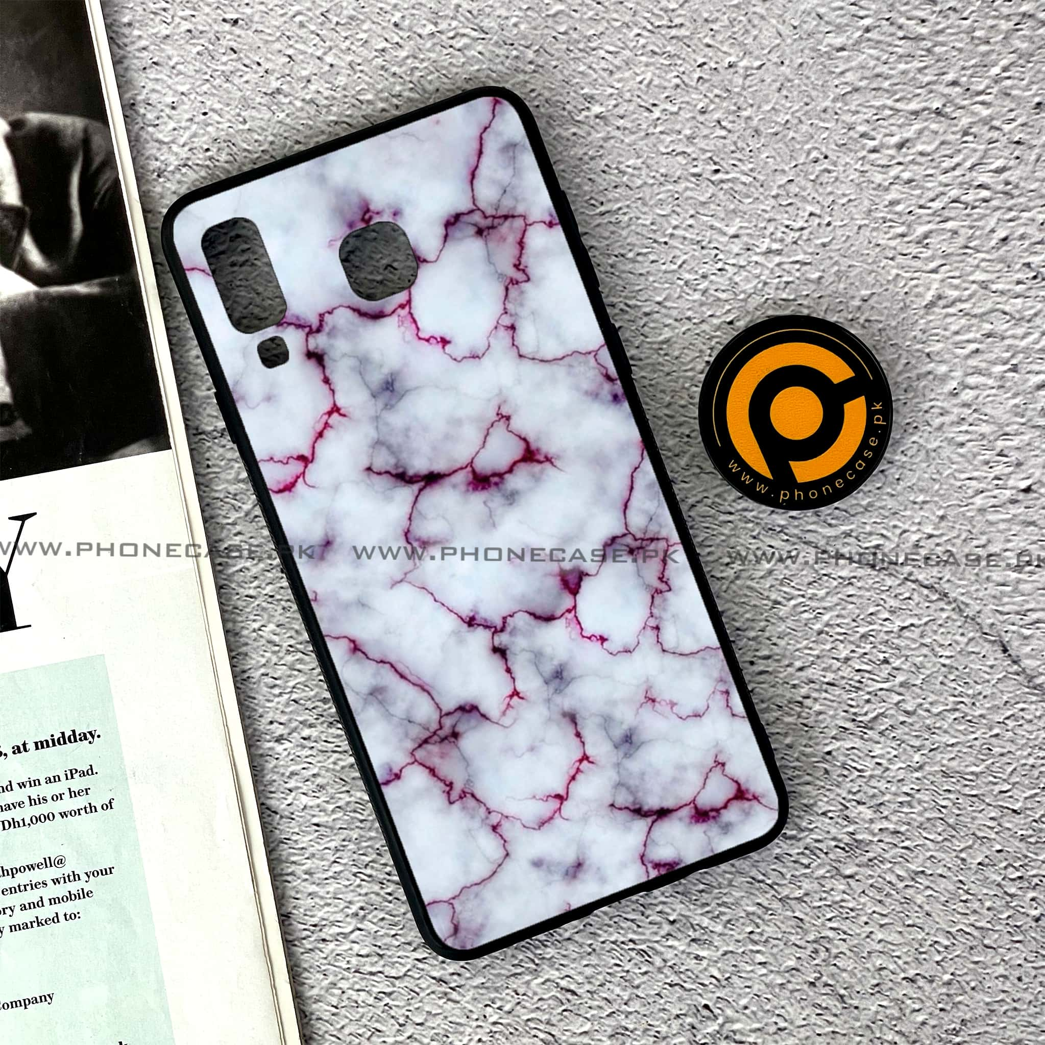 Samsung Galaxy A8 Star(A9 Star) - White Marble series - Premium Printed Glass soft Bumper shock Proof Case