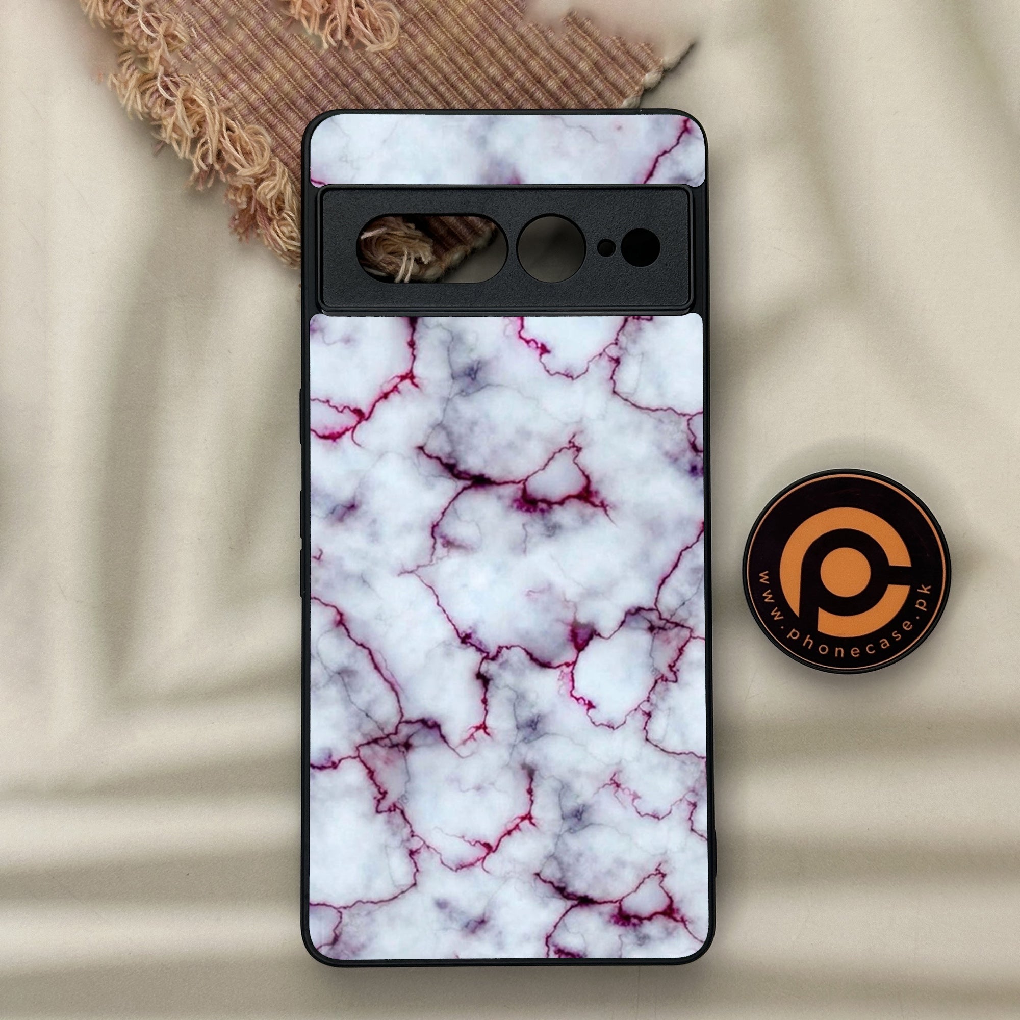 Google Pixel 7 Pro - White Marble Series - Premium Metal Printed soft Bumper Shock Proof Case
