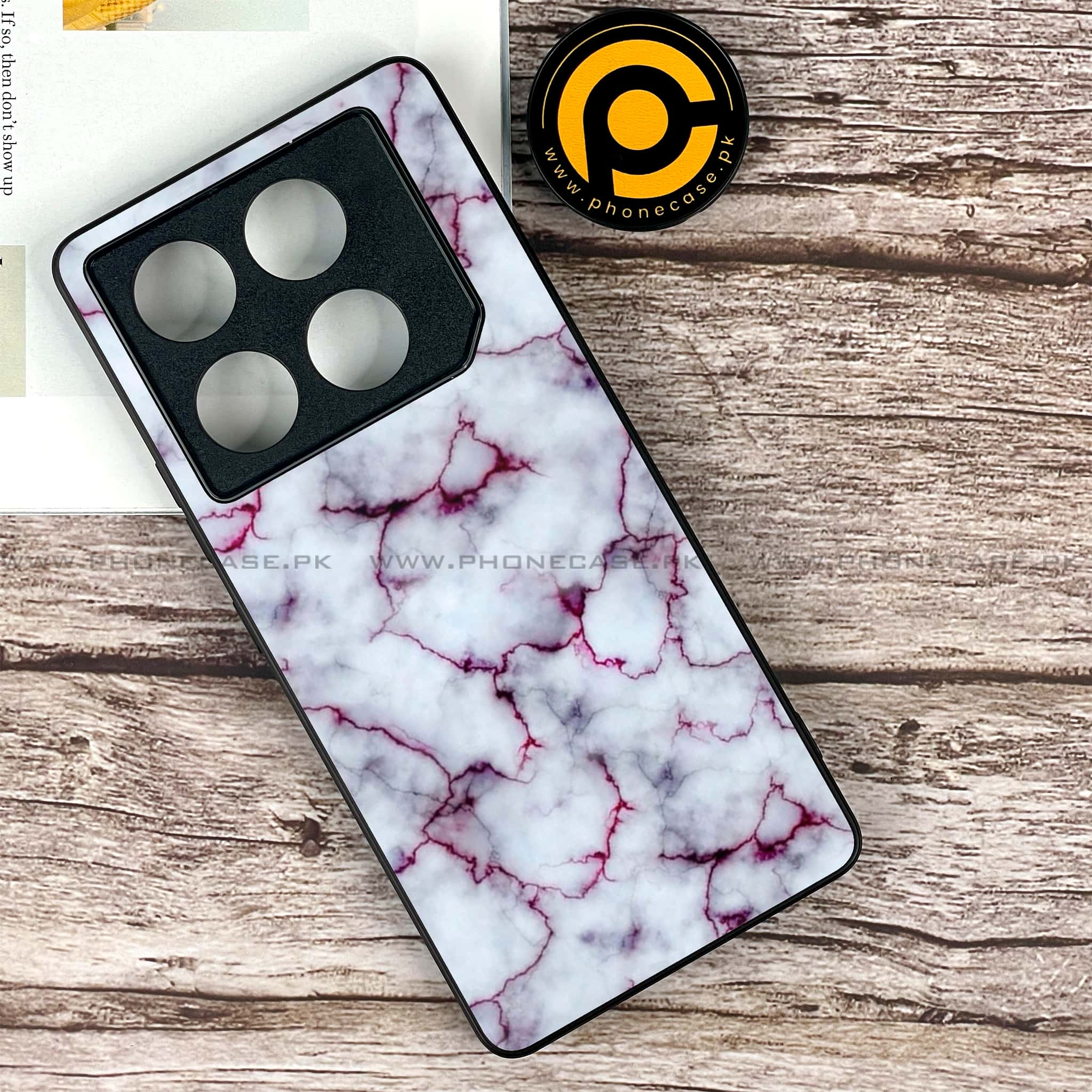 Infinix GT 20 Pro - White Marble series - Premium Printed Glass soft Bumper shock Proof Case