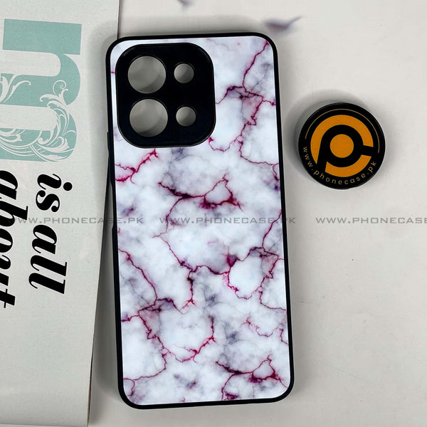 Vivo Y28 - White Marble series - Premium Printed Glass soft Bumper shock Proof Case