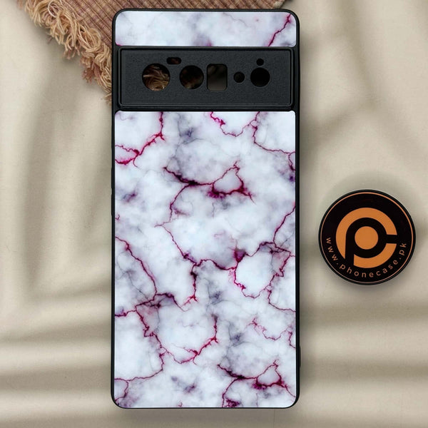 Google Pixel 6A - White Marble Series - Premium Metal Printed soft Bumper Shock Proof Case