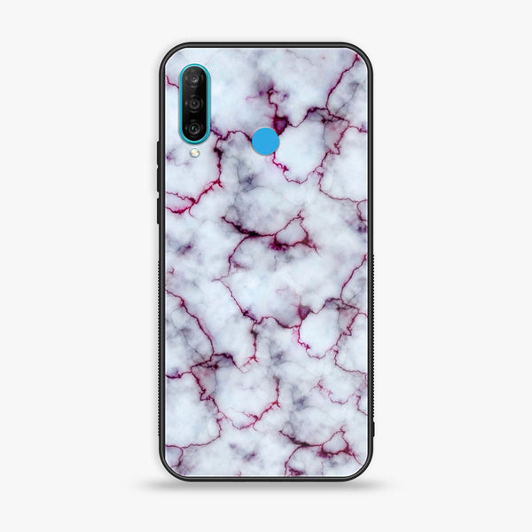 Huawei P30 lite - White Marble Series - Premium Printed Glass soft Bumper shock Proof Case