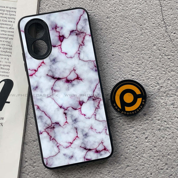 Oppo A18 4G - White Marble series - Premium Printed Glass soft Bumper shock Proof Case