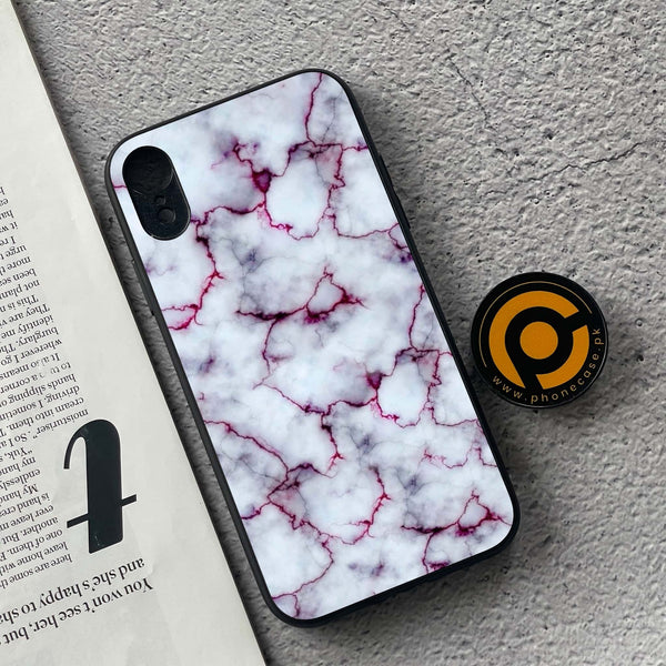 iPhone XR - White Marble Series - Premium Metal Printed soft Bumper shock Proof Case