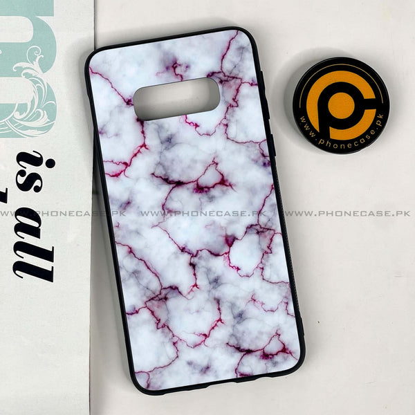 Galaxy S10e - White Marble series - Premium Printed Glass soft Bumper shock Proof Case