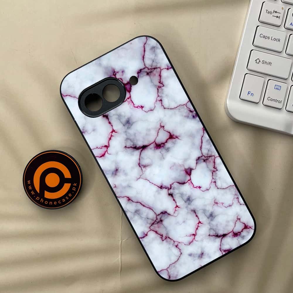 Google Pixel 9a - White Marble series - Premium Metal Printed soft Bumper Shock Proof Case