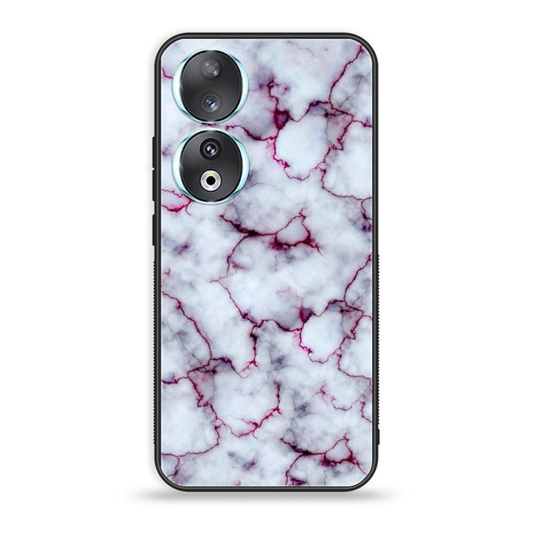 Huawei Honor 90 - White Marble series - Premium Printed Glass soft Bumper shock Proof Case