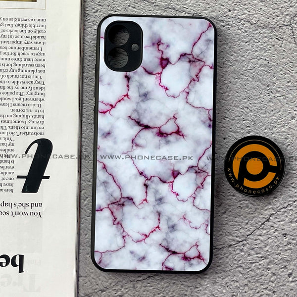 Samsung Galaxy A04e - White Marble Series - Premium Printed Glass soft Bumper shock Proof Case
