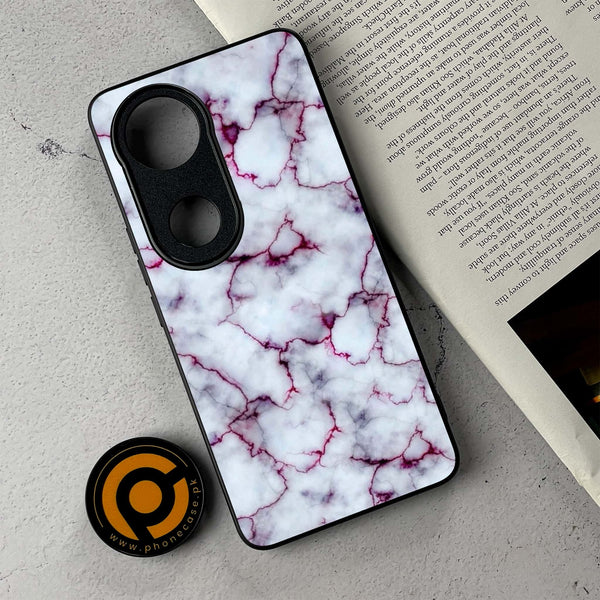 Vivo V50 -  White Marble series - Premium Metal Printed Soft Bumper Shockproof Case