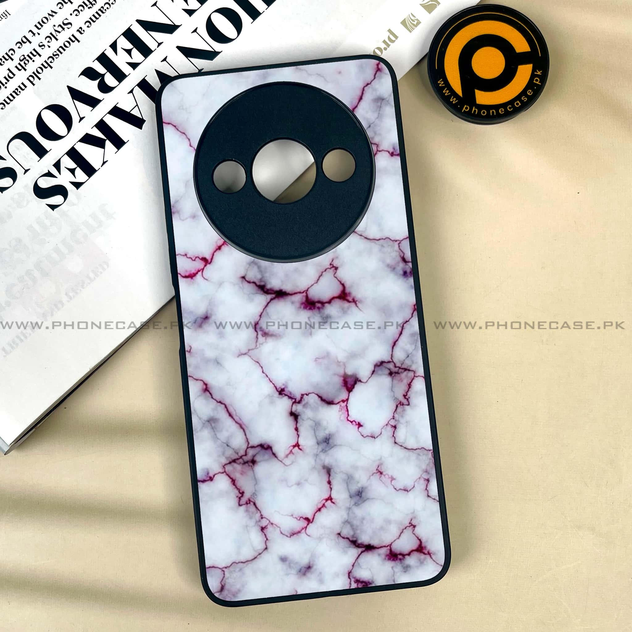 Xiaomi Redmi A3x - White Marble series - Premium Printed Metal soft Bumper shock Proof Case