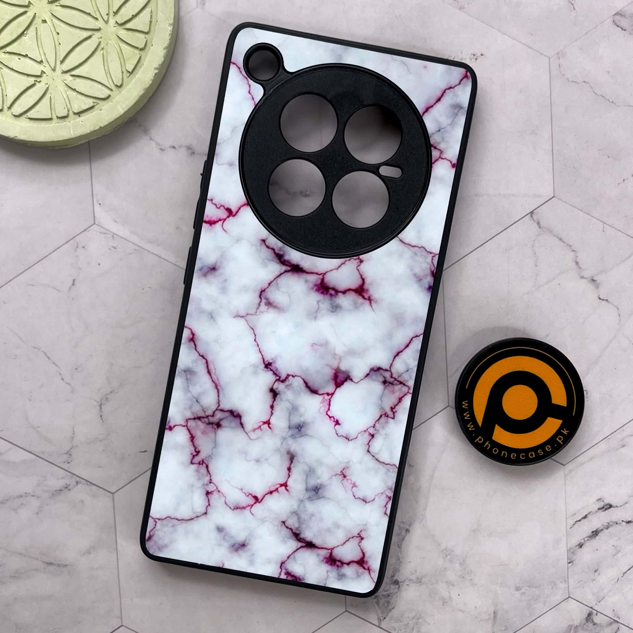 Infinix Zero 40 5G - White Marble Series - Premium Metal Printed soft Bumper shock Proof Case