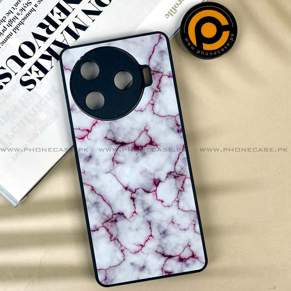 Tecno Camon 30 Pro - White Marble series - Premium Printed Glass soft Bumper shock Proof Case