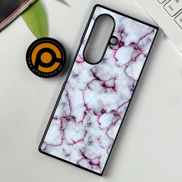 Samsung Galaxy Z Fold 7 - White Marble series - Premium Metal Printed soft Bumper shock Proof Case