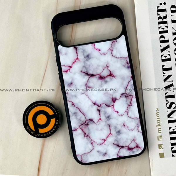 Google Pixel 9 Pro XL - White Marble series - Premium Printed Glass soft Bumper shock Proof Case