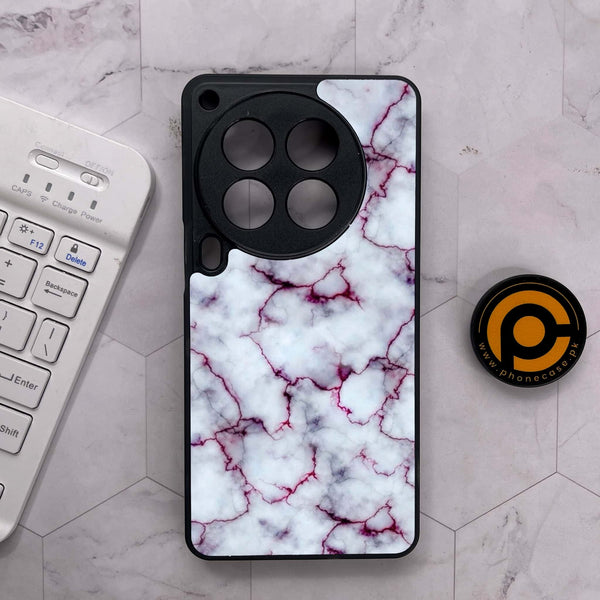 Tecno Camon 30 Premier - White Marble Series - Premium Metal Printed soft Bumper shock Proof Case